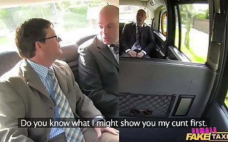 FemaleFakeTaxi Salesmen shot at an red-letter high-pressure