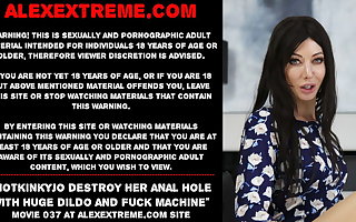 Hotkinkyjo destroy her anal hole with huge dildo & machine