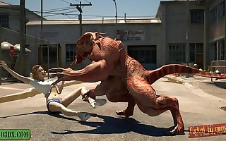 Diablo fucks Blonde. Sex with Monster