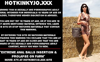 Hotkinkyjo new anal balls insertion & prolapse on farm