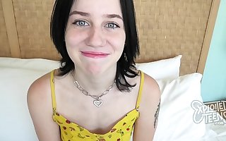 Brand New Pale 18 Year Old Up Freckles Makes Her Porn Debut