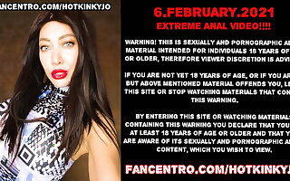 Hotkinkyjo, extremely deep anal dildo, belly bulge & prolapse