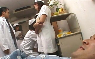 Japanese hospital nurse training day – milking patient