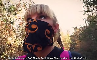 Outdoor blowjob. Huntsman Karina sucked a dick to a protagonist at an lewd starting-point