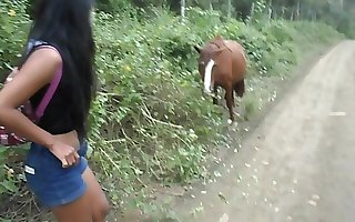 Woman Getting Route By Horse