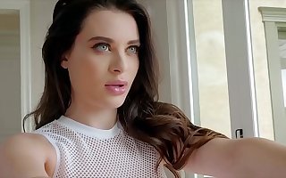 Hot brunette babe in arms (Honour) takes all the money and a big dick - Brazzers